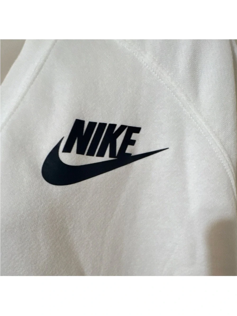 Nike Sportswear Women's White Open Front Fleece Cardigan Pockets Loose Fit M